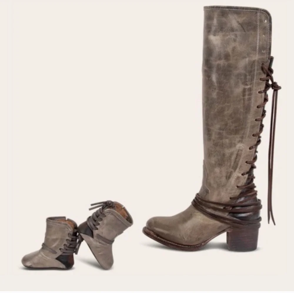 Freebird Baby Coal Stone Boots Leather Handcrafted Designer #83